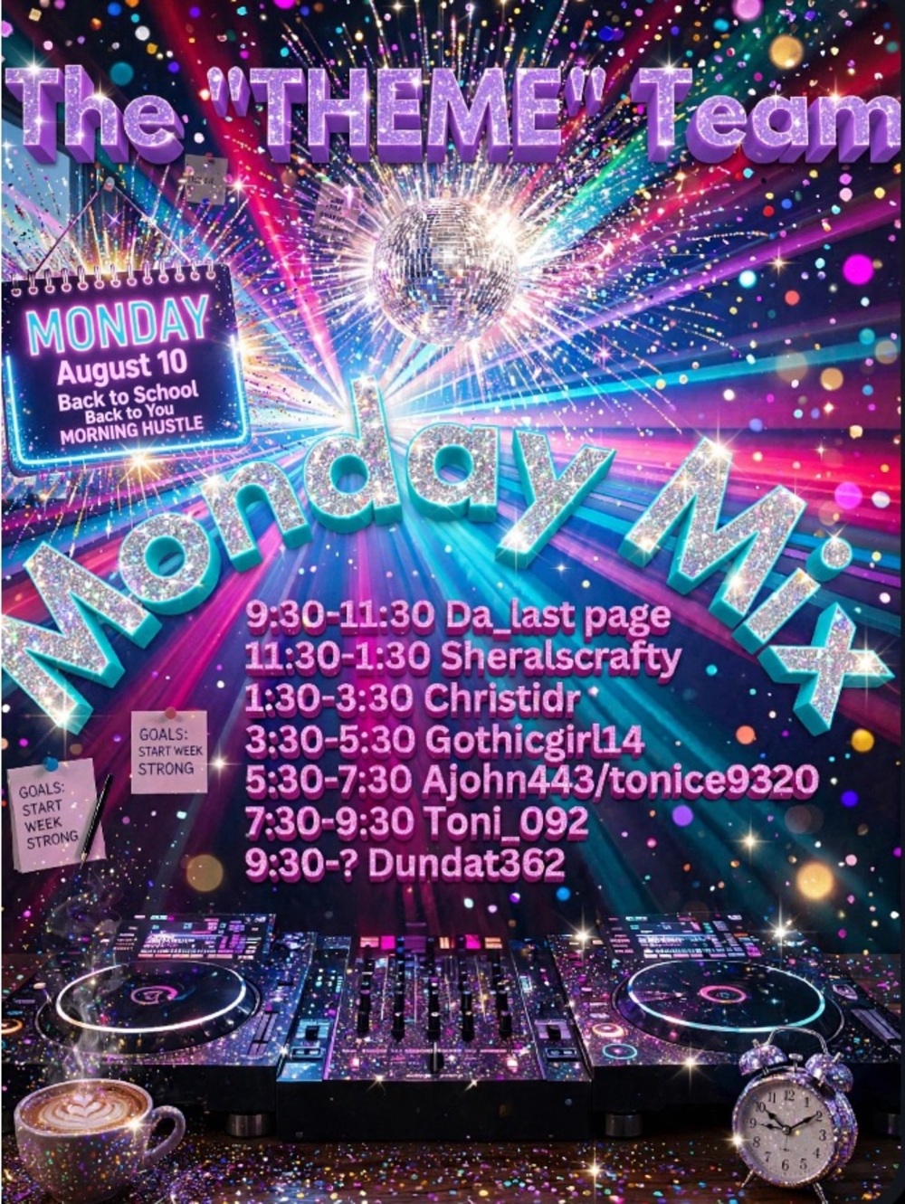 🚂 The Theme Team Monday Mix @christidr show flyer